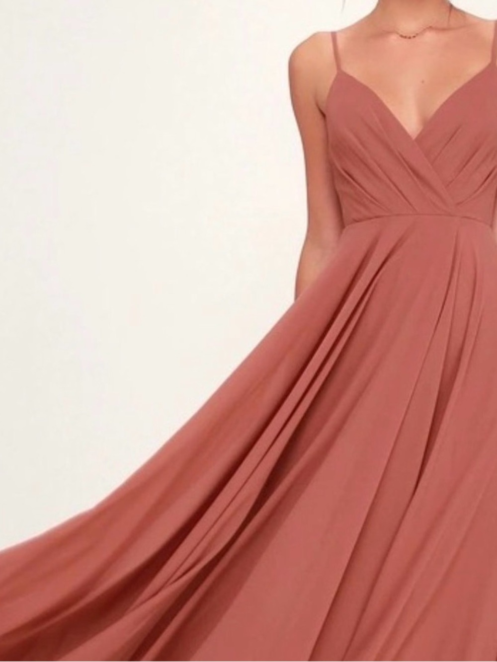 Lulu's Dusty Rose Spaghetti Strap V-Neck Maxi Dress